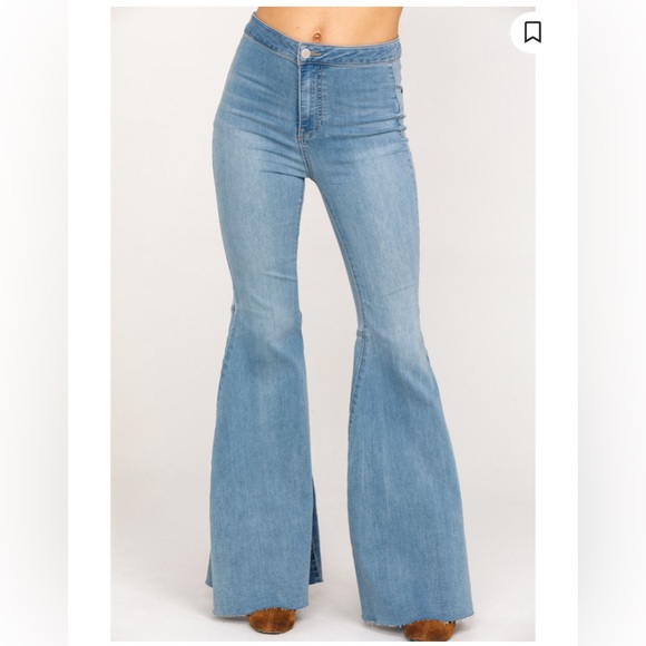 FREE PEOPLE WOMEN'S LIGHT WASH HIGH RISE JUST FLOAT ON FLARE JEANS 28L ]B1] - Picture 4 of 4